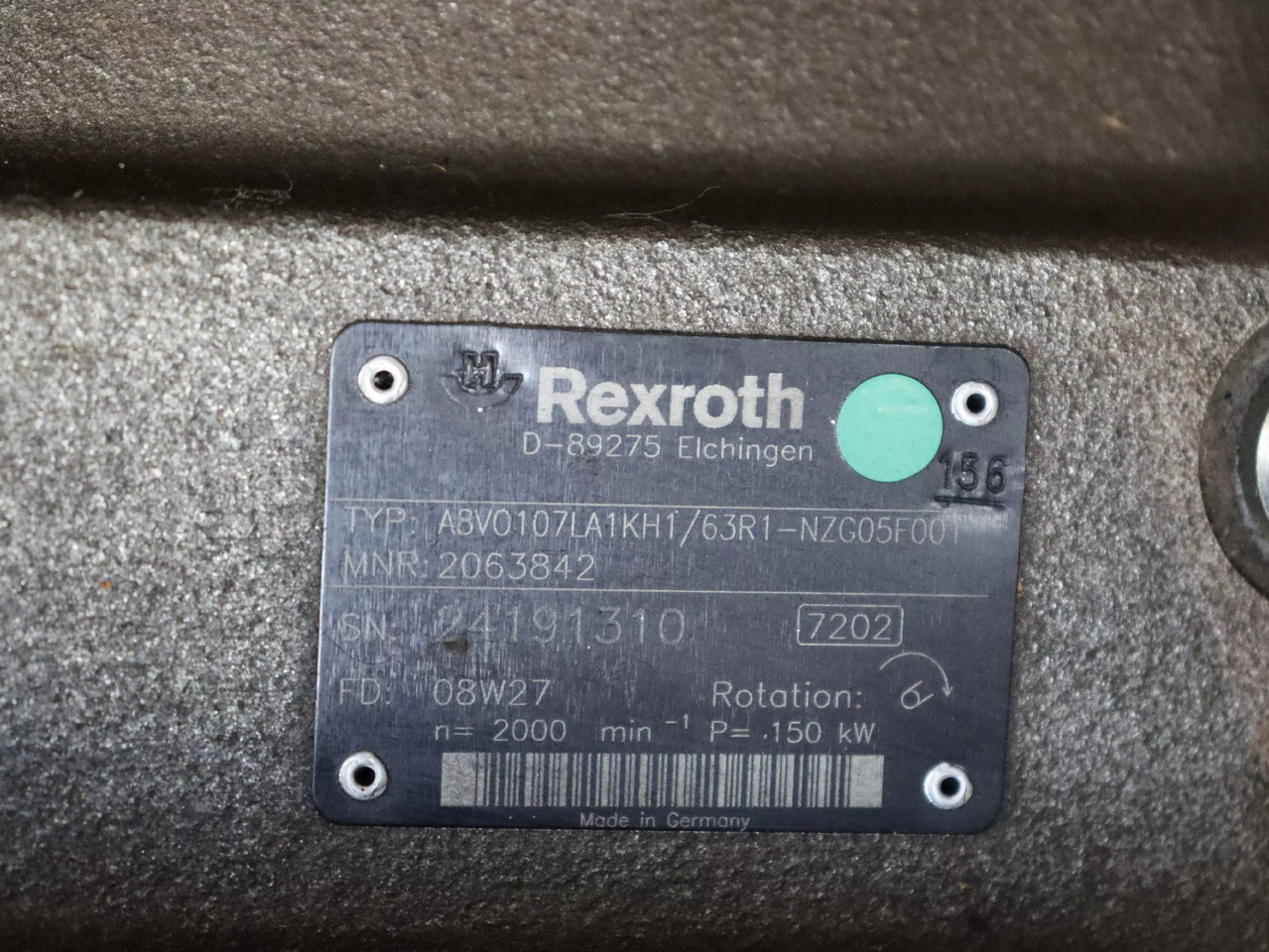 REXROTH A8VO107LA1KH1/63R1-NZG05F001 - Υδραυλική αντλία για Ανυψωτικό μηχάνημα: φωτογραφία 5 REXROTH A8VO107LA1KH1/63R1-NZG05F001 - Υδραυλική αντλία για Ανυψωτικό μηχάνημα: φωτογραφία 5