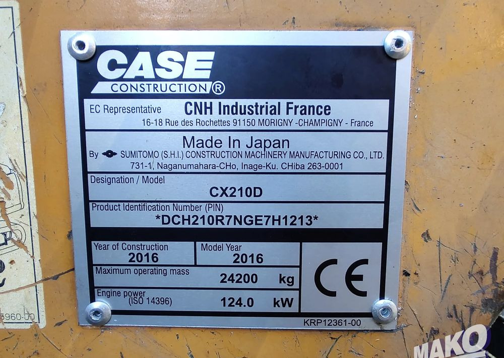 Ερπυστριοφόρος εκσκαφέας Komatsu CX 210 D: φωτογραφία 10