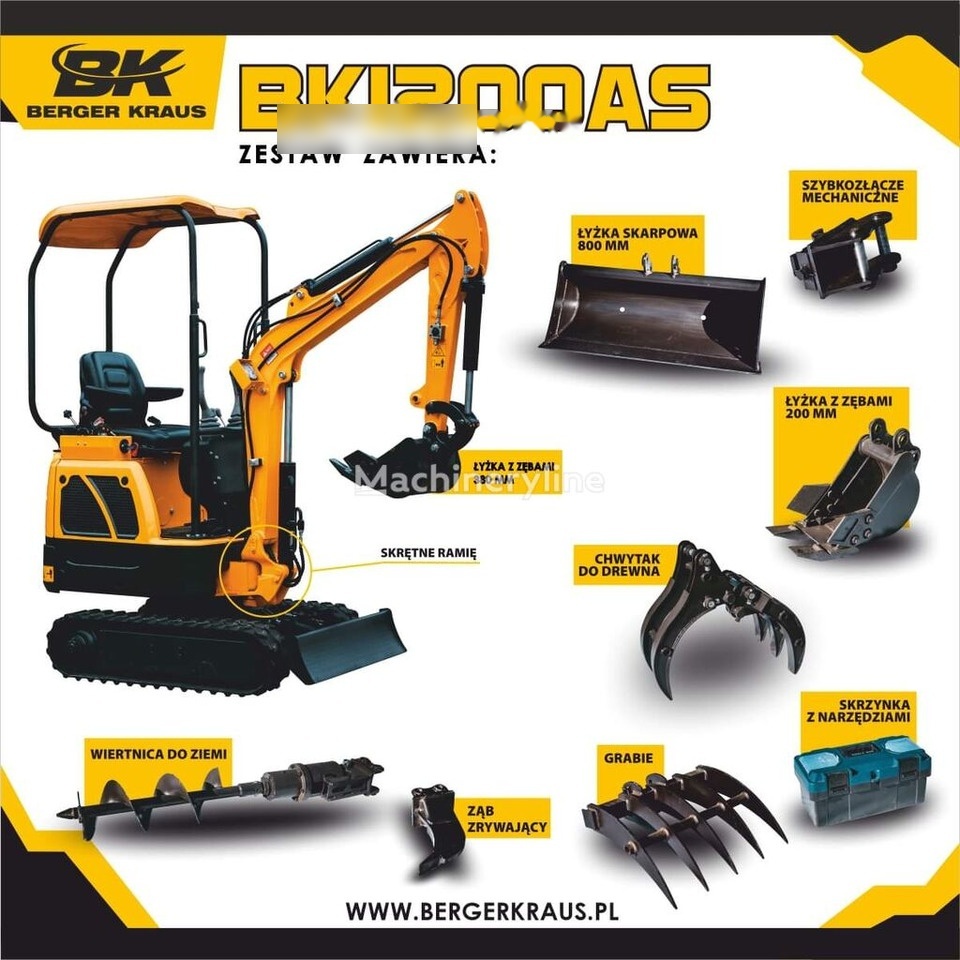 Berger Kraus Nowy BERGER KRAUS BK1200AS KUBOTA skrętne ramie +osprzet - Μίνι εκσκαφέας: φωτογραφία 1 Berger Kraus Nowy BERGER KRAUS BK1200AS KUBOTA skrętne ramie +osprzet - Μίνι εκσκαφέας: φωτογραφία 1