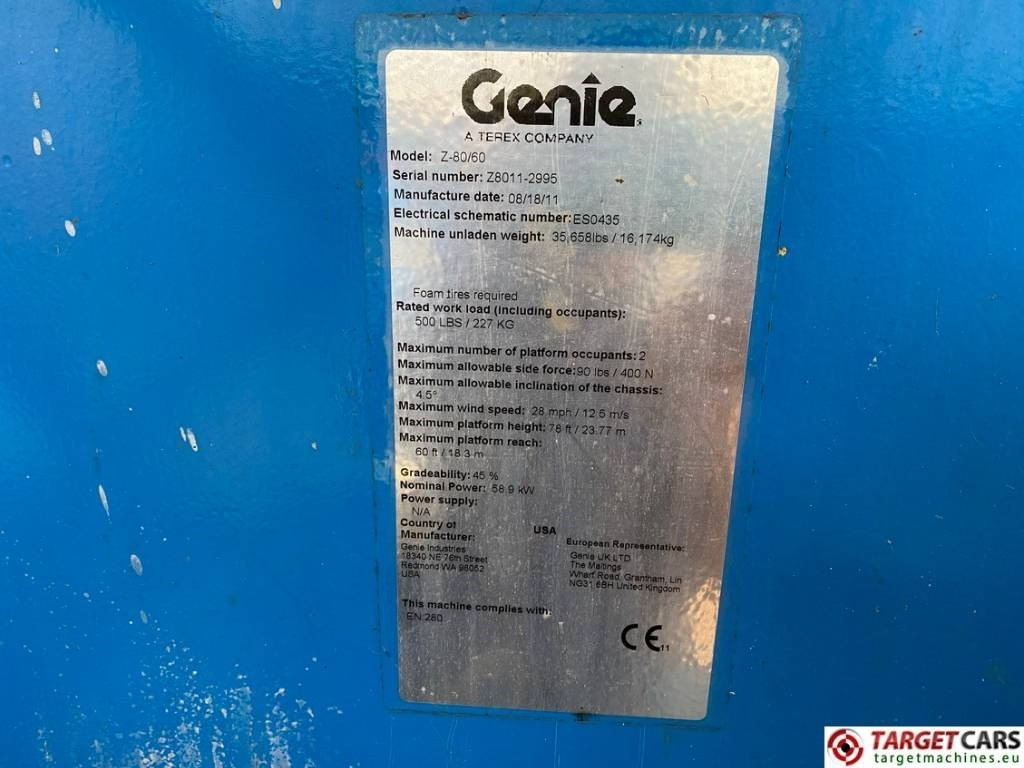 Καλαθοφόρο ανυψωτικό Genie Z-80/60 Articulated 4x4 Diesel Boom Lift 2577cm: φωτογραφία 10