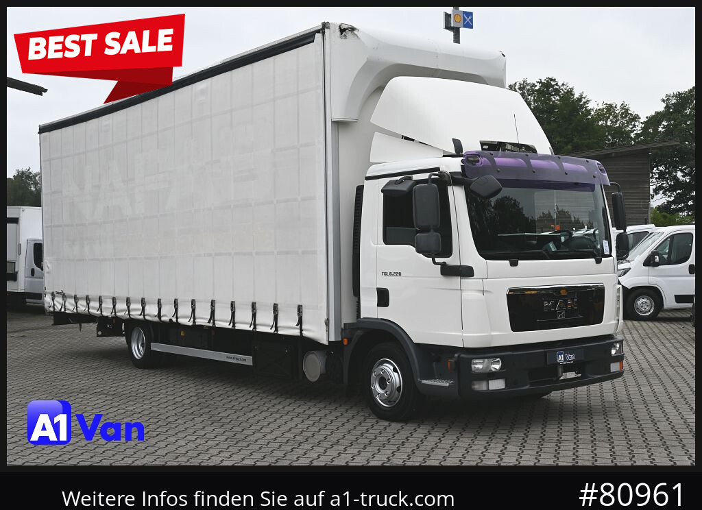 Επαγγελματικό αυτοκίνητο με μουσαμά MAN TGL 8.220 Pritsche Plane, Klima, Schiebeplane, Automatik: φωτογραφία 1