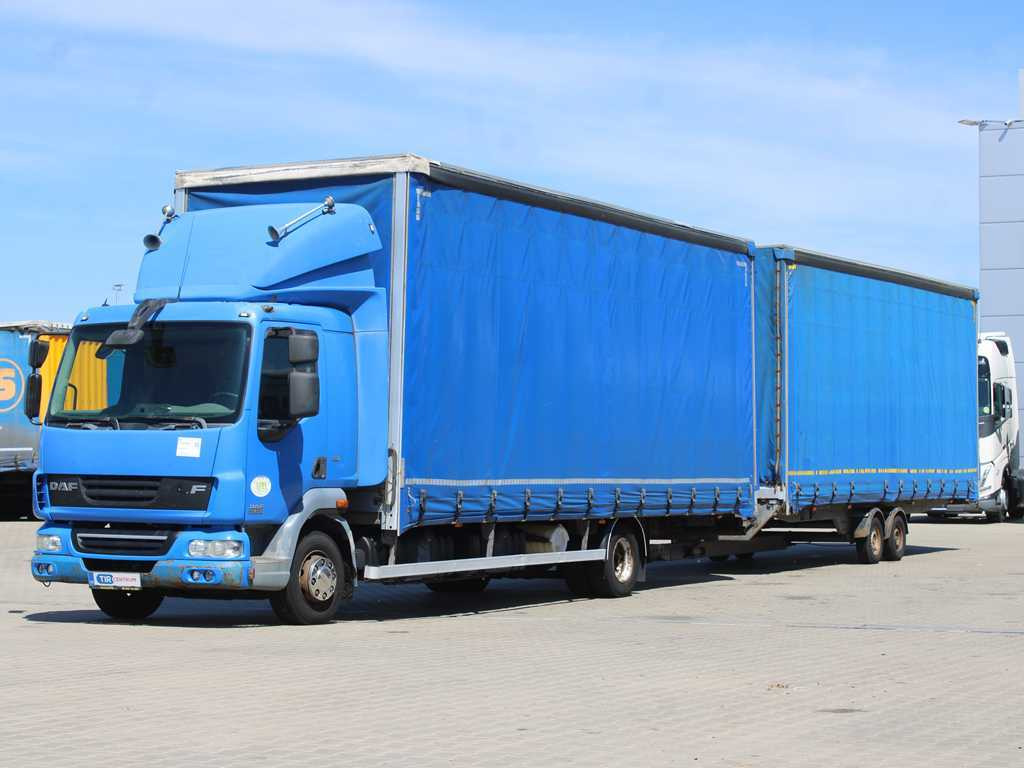 DAF FA LF 45, EURO 5, TYRES 80% + AGADOS TRAILER - Φορτηγό μουσαμάς: φωτογραφία 1 DAF FA LF 45, EURO 5, TYRES 80% + AGADOS TRAILER - Φορτηγό μουσαμάς: φωτογραφία 1
