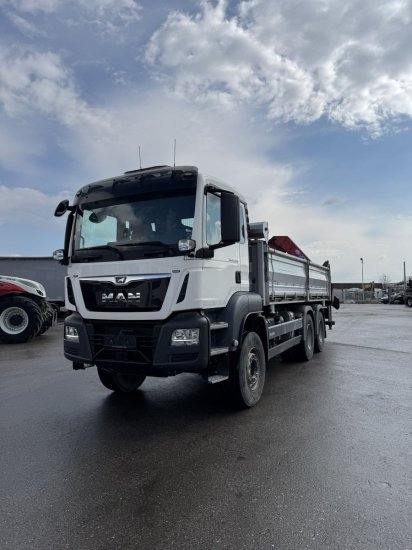 MAN TGS 26.430 6x4 3-Seitenkipper, HMF 2020K-RC Heckkran abnehmbar, - Φορτηγό ανατρεπόμενο, Φορτηγό με γερανό: φωτογραφία 1 MAN TGS 26.430 6x4 3-Seitenkipper, HMF 2020K-RC Heckkran abnehmbar, - Φορτηγό ανατρεπόμενο, Φορτηγό με γερανό: φωτογραφία 1