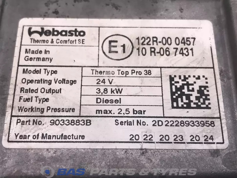 Webasto Thermo Top Pro 38 Standkachel 2289937 - Θέρμανση/ Εξαερισμός για Φορτηγό: φωτογραφία 4 Webasto Thermo Top Pro 38 Standkachel 2289937 - Θέρμανση/ Εξαερισμός για Φορτηγό: φωτογραφία 4