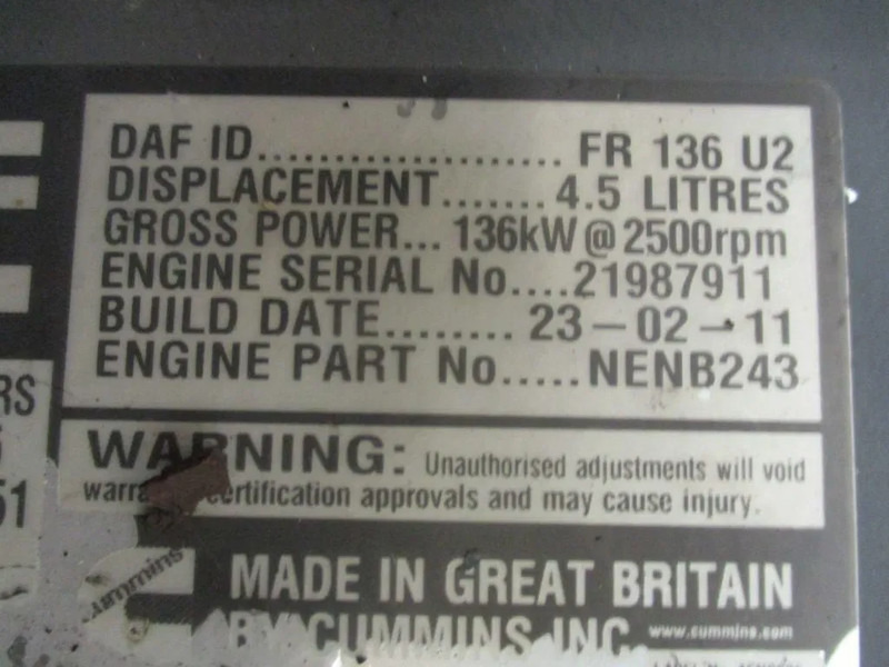 DAF 21987911 // 1700758// 1703163 // FR 136 U2 DAF LF MOTOR - Κινητήρας για Φορτηγό: φωτογραφία 5 DAF 21987911 // 1700758// 1703163 // FR 136 U2 DAF LF MOTOR - Κινητήρας για Φορτηγό: φωτογραφία 5