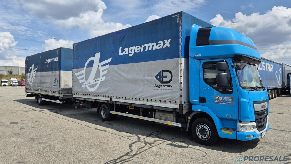DAF LF 260 FA EURO 6 valník s plachtou + hydraulické čelo - prodejné jen s přívěsem GTS P0471Z - cena je za celou soupravu - Φορτηγό μουσαμάς: φωτογραφία 1 DAF LF 260 FA EURO 6 valník s plachtou + hydraulické čelo - prodejné jen s přívěsem GTS P0471Z - cena je za celou soupravu - Φορτηγό μουσαμάς: φωτογραφία 1