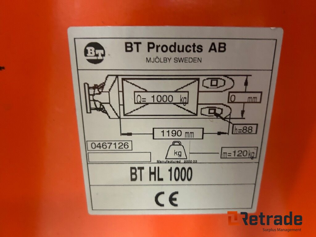 Jekke tralle fra BT HL 1000 - Παλετοφόρο: φωτογραφία 4 Jekke tralle fra BT HL 1000 - Παλετοφόρο: φωτογραφία 4