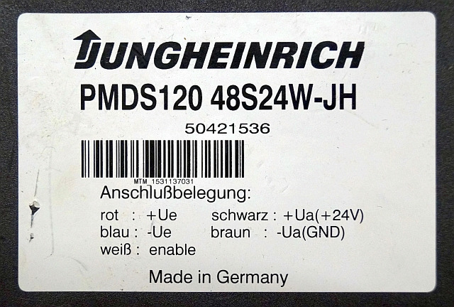 Jungheinrich 50421536 | Transformer 48V-24V PMDS120 48S 24W-JH snn. MTM153113703 - Ηλεκτρικό σύστημα για Ανυψωτικό μηχάνημα: φωτογραφία 3 Jungheinrich 50421536 | Transformer 48V-24V PMDS120 48S 24W-JH snn. MTM153113703 - Ηλεκτρικό σύστημα για Ανυψωτικό μηχάνημα: φωτογραφία 3