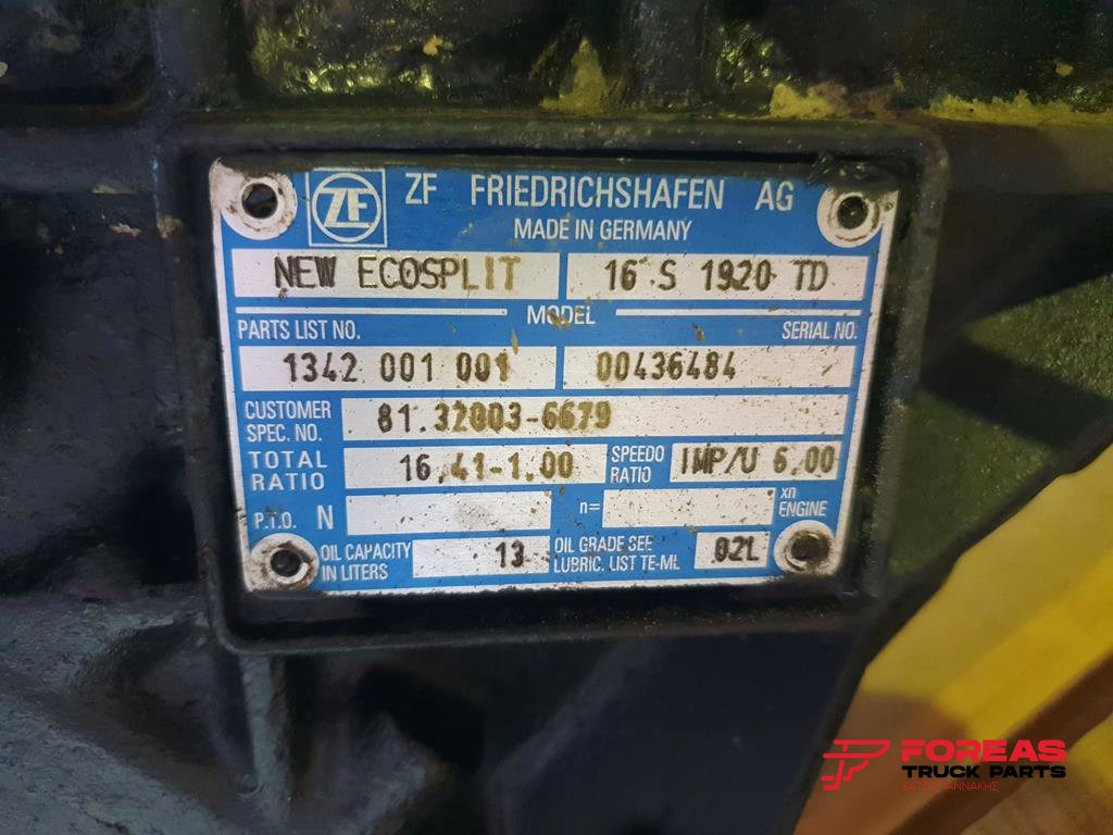 Κιβώτιο ταχυτήτων για Φορτηγό ZF NEW ECOSPLIT 16S 1920 TD FOR MAN TGA - WITH INTARDER: φωτογραφία 7