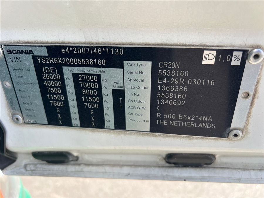 Φορτηγό μουσαμάς Scania R500: φωτογραφία 16 Φορτηγό μουσαμάς Scania R500: φωτογραφία 16