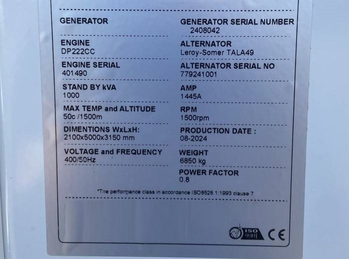 Hyundai DP222CC - 1000 kVA Generator - DPX-21068 - Βιομηχανική γεννήτρια: φωτογραφία 4 Hyundai DP222CC - 1000 kVA Generator - DPX-21068 - Βιομηχανική γεννήτρια: φωτογραφία 4