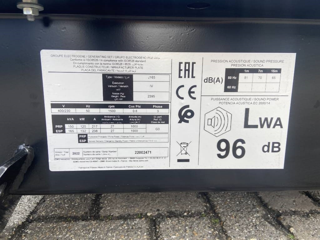 Sdmo J165 - 165 kVA Generator - DPX-17108 - Βιομηχανική γεννήτρια: φωτογραφία 4 Sdmo J165 - 165 kVA Generator - DPX-17108 - Βιομηχανική γεννήτρια: φωτογραφία 4
