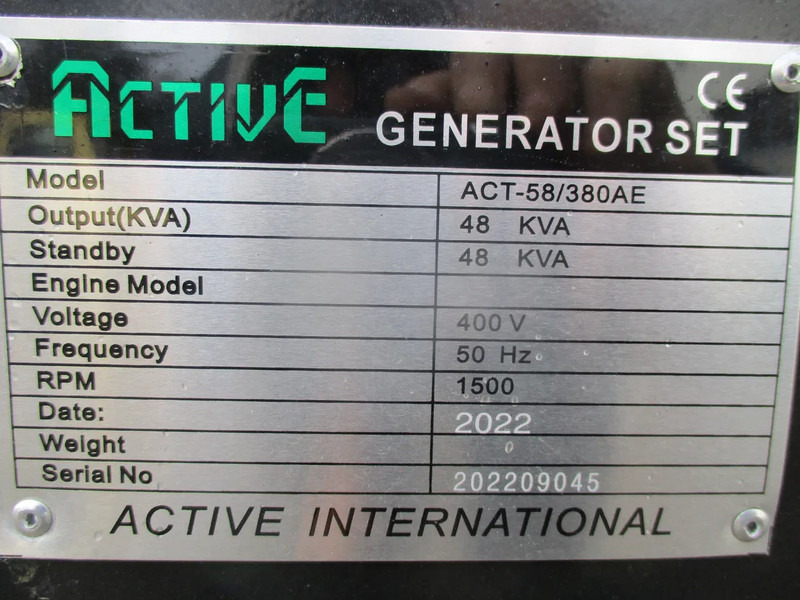Καινούριο Βιομηχανική γεννήτρια Active ACT-58/380AE , New Diesel generator , 48 KVA , 3 Phase , 2 Pieces in stock: φωτογραφία 16