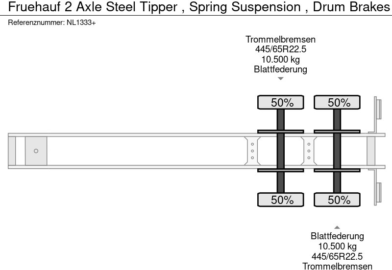 Επικαθήμενο ανατρεπόμενο Fruehauf 2 Axle Steel Tipper , Spring Suspension , Drum Brakes: φωτογραφία 12