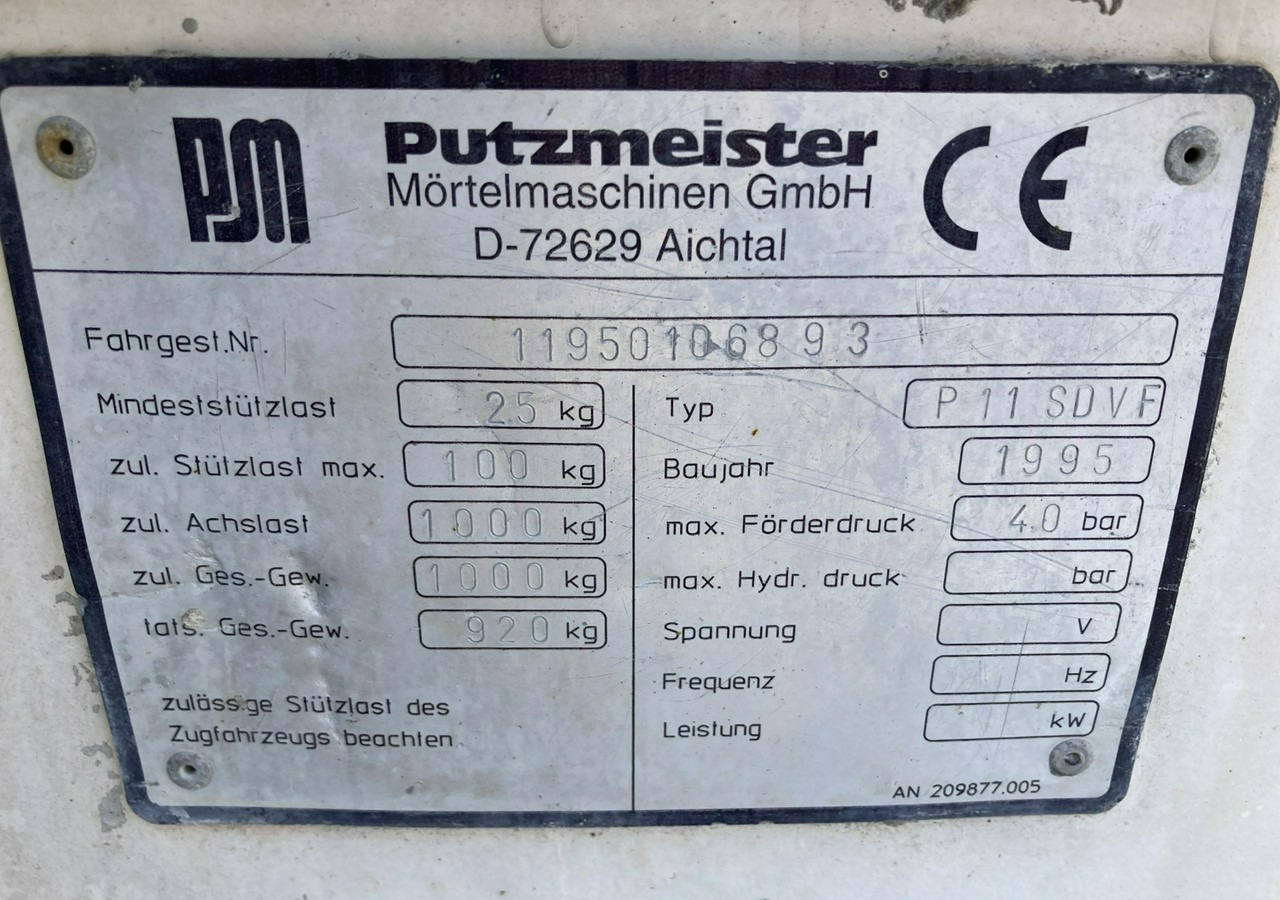 Leasing  Inna Inny Mixokret Putzmeister P11 SDVF pompa do betonu Inna Inny Mixokret Putzmeister P11 SDVF pompa do betonu: φωτογραφία 9