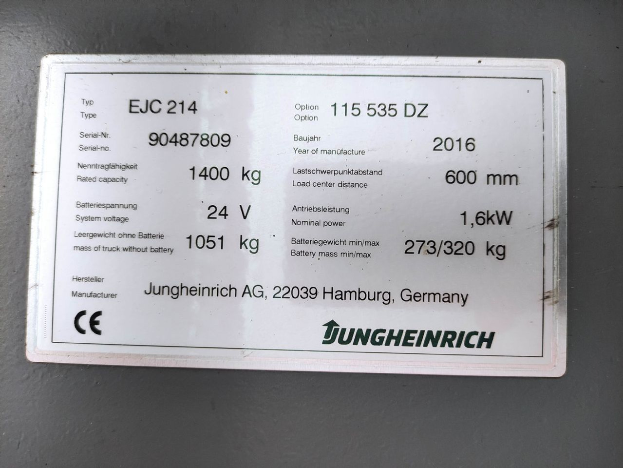 Jungheinrich EJC 214 - Μηχάνημα στοίβαξης: φωτογραφία 5 Jungheinrich EJC 214 - Μηχάνημα στοίβαξης: φωτογραφία 5
