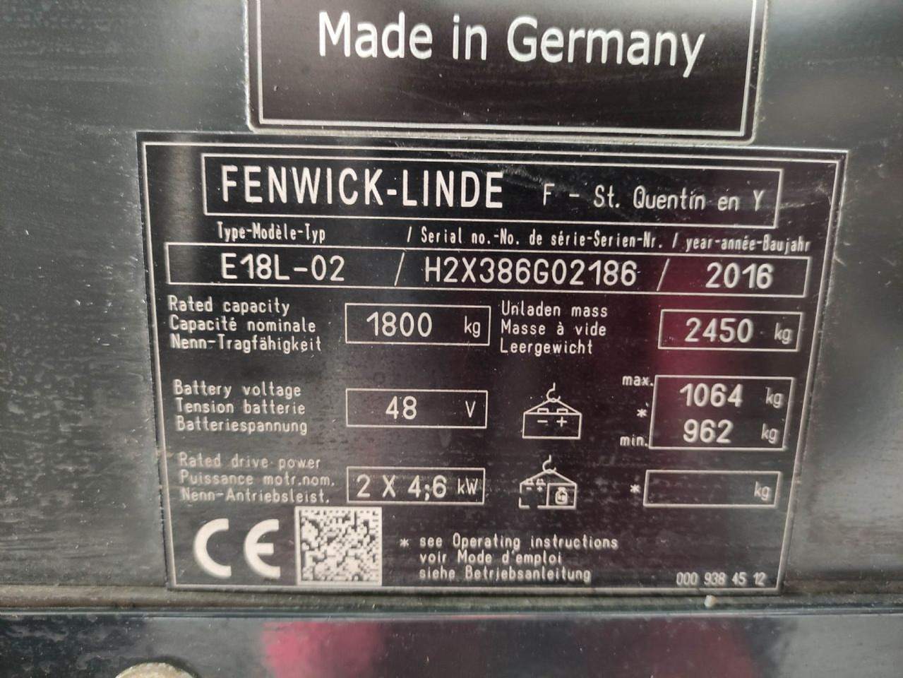 Ηλεκτροκίνητο περονοφόρο Linde E18L-02-386: φωτογραφία 6