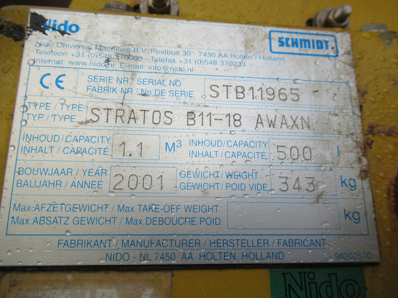 NIDO Stratos B11-18 AWAXN 1,1M3 + 500 L Zoutstrooier Saltzstreuer - Αλατιέρα: φωτογραφία 4 NIDO Stratos B11-18 AWAXN 1,1M3 + 500 L Zoutstrooier Saltzstreuer - Αλατιέρα: φωτογραφία 4