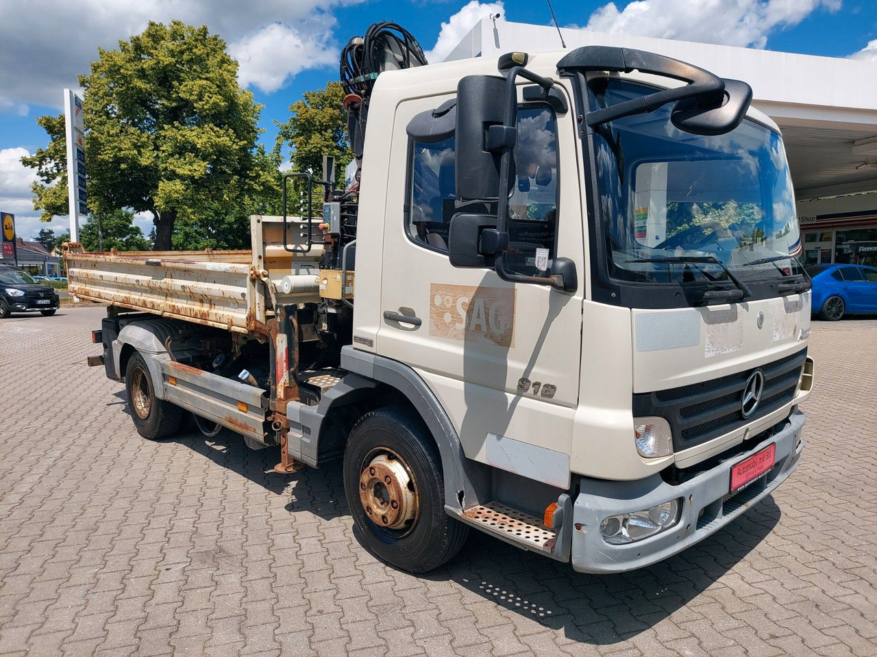 Mercedes-Benz Atego 2 918 3-Seiten Kipper KRAN TEREX 65.2 - Φορτηγό ανατρεπόμενο, Φορτηγό με γερανό: φωτογραφία 1 Mercedes-Benz Atego 2 918 3-Seiten Kipper KRAN TEREX 65.2 - Φορτηγό ανατρεπόμενο, Φορτηγό με γερανό: φωτογραφία 1