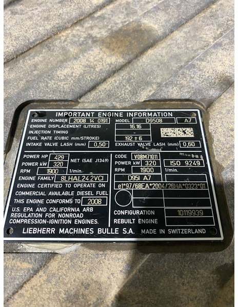 Liebherr D9508 A7 - Κινητήρας: φωτογραφία 4 Liebherr D9508 A7 - Κινητήρας: φωτογραφία 4