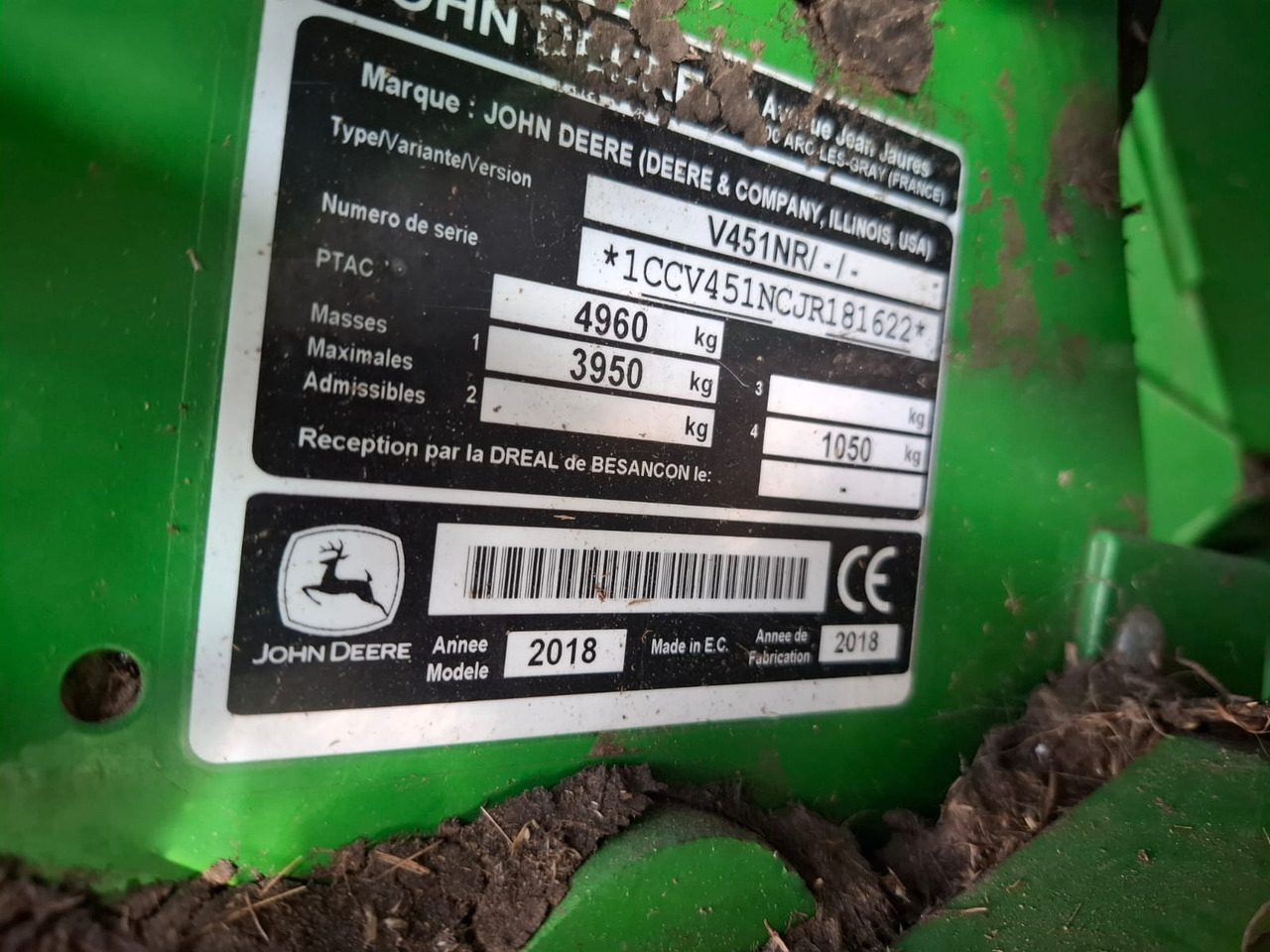 John Deere V451R - Σανού και κτηνοτροφικά μηχανήματα: φωτογραφία 2 John Deere V451R - Σανού και κτηνοτροφικά μηχανήματα: φωτογραφία 2