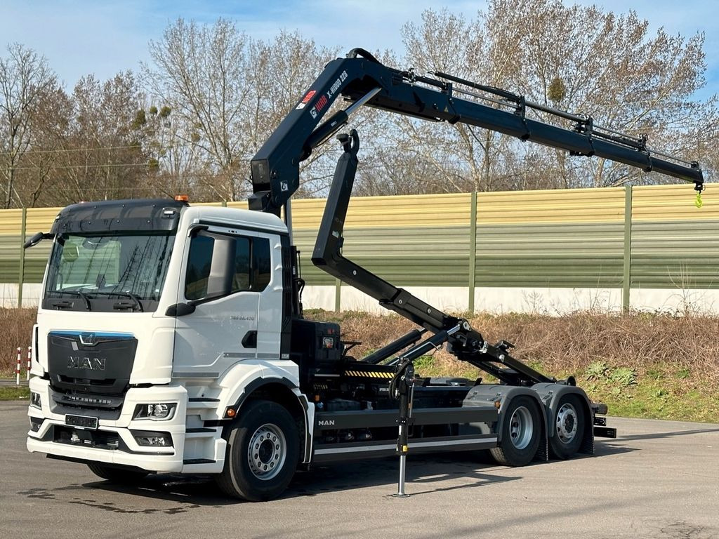 MAN TGS 26.470 6x2 Abrollkipper + Kran Hiab 228-4 - Φορτηγό φόρτωσης γάντζου, Φορτηγό με γερανό: φωτογραφία 1 MAN TGS 26.470 6x2 Abrollkipper + Kran Hiab 228-4 - Φορτηγό φόρτωσης γάντζου, Φορτηγό με γερανό: φωτογραφία 1