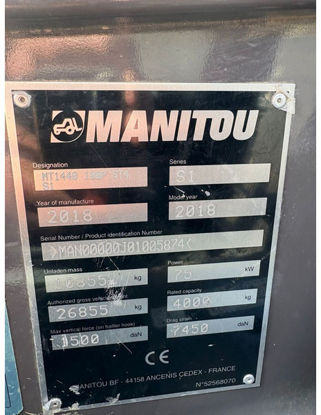 Τηλεσκοπικός φορτωτής Manitou MT 1440: φωτογραφία 7