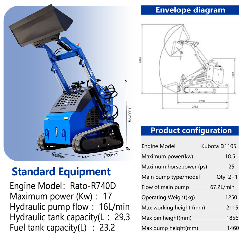 LADYS LA380 Mini Skid Steer Loader Compact Track Diesel Cheap Mini Skid Steer Loader For Sale With Mini Skid Steer Attachments 4 In 1 Bucket - Φορτωτής πλάγιας ολίσθησης: φωτογραφία 3 LADYS LA380 Mini Skid Steer Loader Compact Track Diesel Cheap Mini Skid Steer Loader For Sale With Mini Skid Steer Attachments 4 In 1 Bucket - Φορτωτής πλάγιας ολίσθησης: φωτογραφία 3