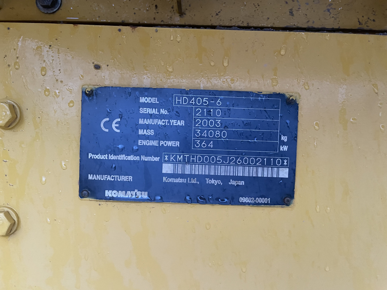 KOMATSU Hd405-6 - Ανατρεπόμενο όχημα μεταφοράς λατομικών υλικών: φωτογραφία 3 KOMATSU Hd405-6 - Ανατρεπόμενο όχημα μεταφοράς λατομικών υλικών: φωτογραφία 3