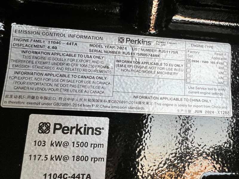 Καινούριο Βιομηχανική γεννήτρια Perkins SP110GFS: φωτογραφία 7