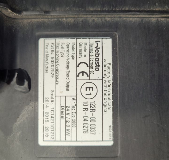 WEBASTO RENAULT RANGE T ORYGINAL - Θέρμανση/ Εξαερισμός για Φορτηγό: φωτογραφία 2 WEBASTO RENAULT RANGE T ORYGINAL - Θέρμανση/ Εξαερισμός για Φορτηγό: φωτογραφία 2