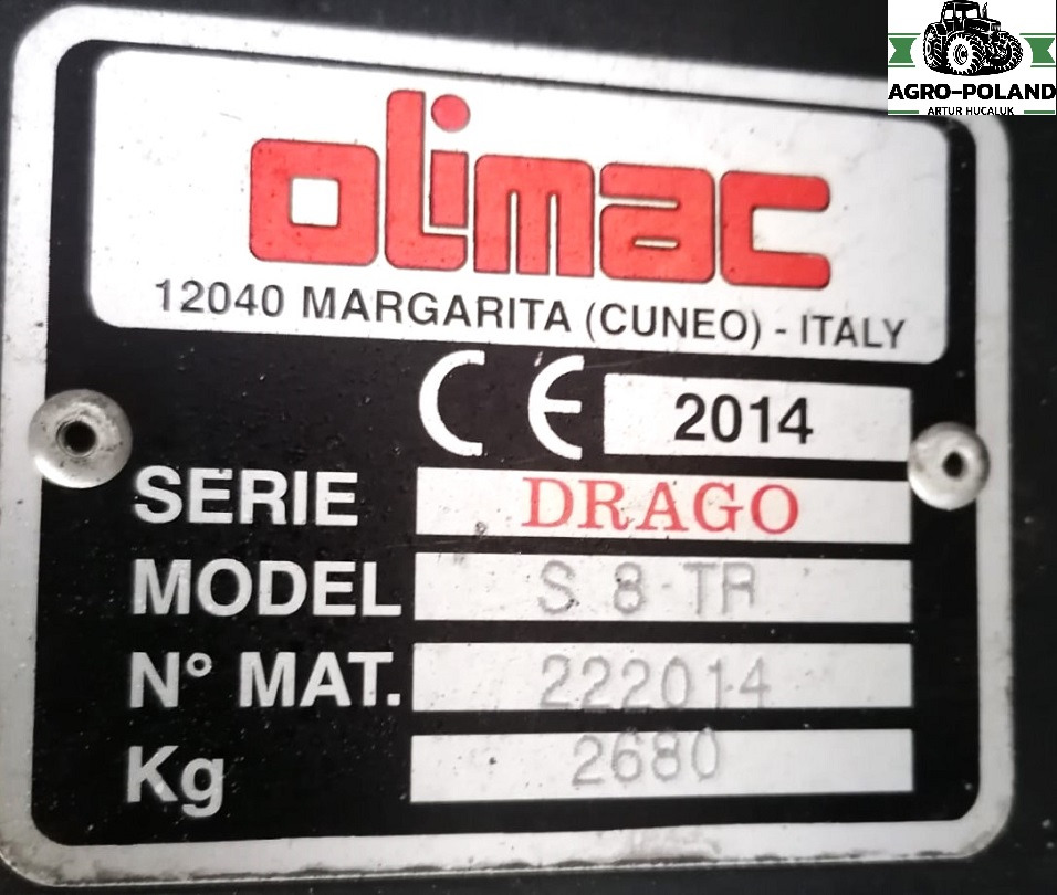 OLIMAC DRAGO S 8 TR - 8X70 - 2014 ROK - Καλαμποκομαχαιρο: φωτογραφία 2 OLIMAC DRAGO S 8 TR - 8X70 - 2014 ROK - Καλαμποκομαχαιρο: φωτογραφία 2