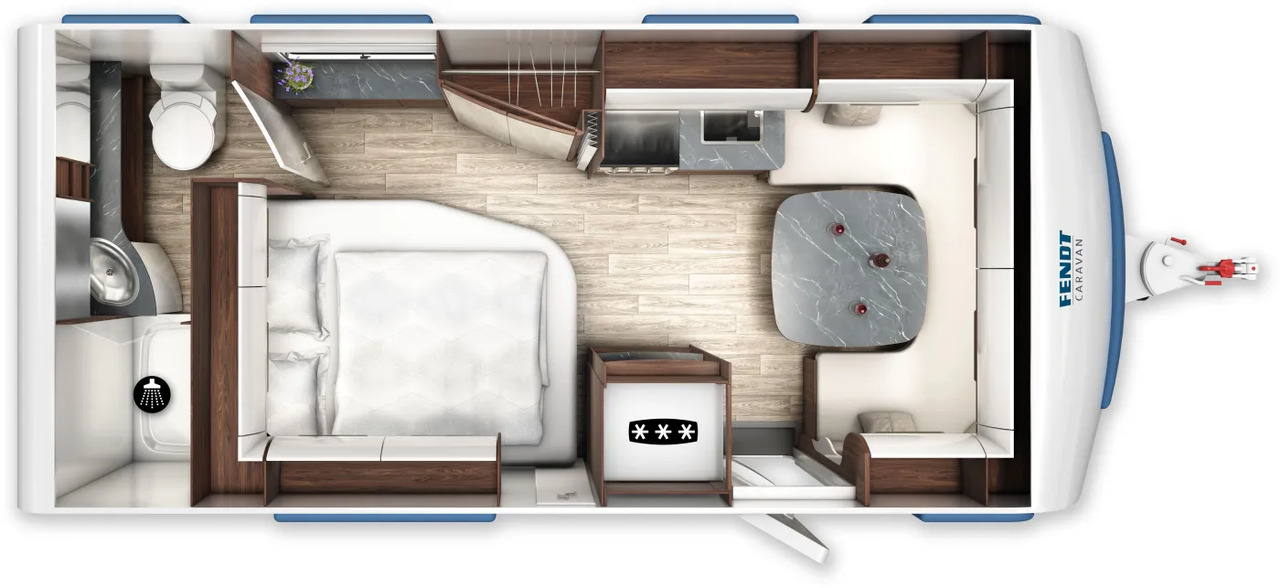 Wohnwagen Fendt Diamant 560 FD Modell 2026 - Ρυμουλκούμενο τροχόσπιτο: φωτογραφία 2 Wohnwagen Fendt Diamant 560 FD Modell 2026 - Ρυμουλκούμενο τροχόσπιτο: φωτογραφία 2