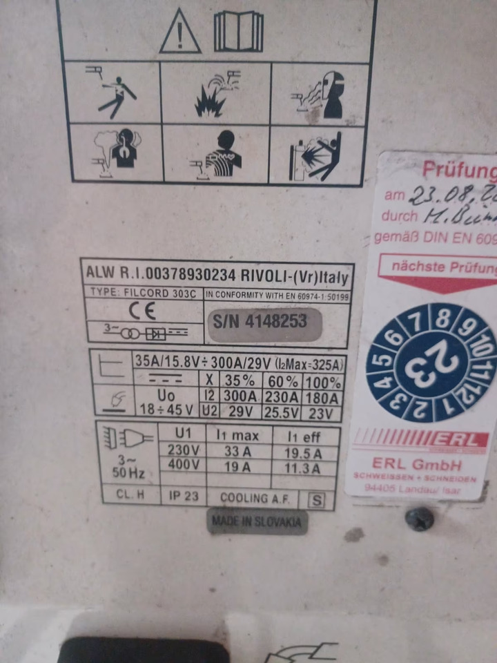 Gebrauchtes Schweissgerät Filcord 303 C Oerlikon, Artikel - Nr. : 00378930234 - Ηλεκτροσυγκολλήσεις: φωτογραφία 3 Gebrauchtes Schweissgerät Filcord 303 C Oerlikon, Artikel - Nr. : 00378930234 - Ηλεκτροσυγκολλήσεις: φωτογραφία 3