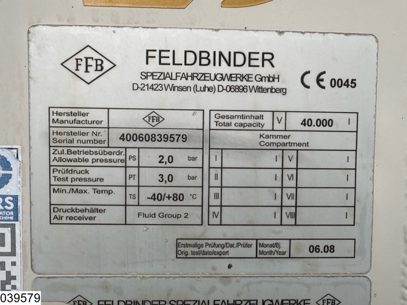 Feldbinder Silo 40.000 Liter, 3 Comp - Επικαθήμενο βυτίο: φωτογραφία 4 Feldbinder Silo 40.000 Liter, 3 Comp - Επικαθήμενο βυτίο: φωτογραφία 4
