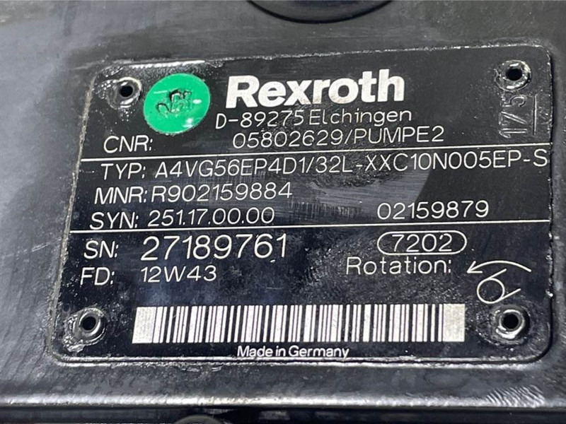 Bomag -Rexroth A4VG56EP4D1/32L-Drive pump/Fahrpumpe - Υδραυλικό για Κατασκευή μηχανήματα: φωτογραφία 4 Bomag -Rexroth A4VG56EP4D1/32L-Drive pump/Fahrpumpe - Υδραυλικό για Κατασκευή μηχανήματα: φωτογραφία 4