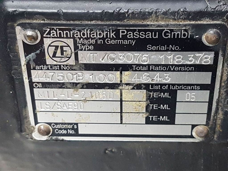 Αξονας και ανταλλακτικά για Κατασκευή μηχανήματα Hamm -ZF MT/C3075-4475219007-Axle housing/Achskörper: φωτογραφία 8 Αξονας και ανταλλακτικά για Κατασκευή μηχανήματα Hamm -ZF MT/C3075-4475219007-Axle housing/Achskörper: φωτογραφία 8