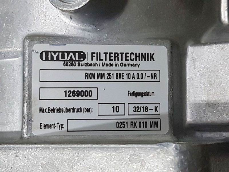 Hydac RKM MM 251 BVE 10 A 0.0/-NR-1269000-Filter - Υδραυλικό για Κατασκευή μηχανήματα: φωτογραφία 5 Hydac RKM MM 251 BVE 10 A 0.0/-NR-1269000-Filter - Υδραυλικό για Κατασκευή μηχανήματα: φωτογραφία 5