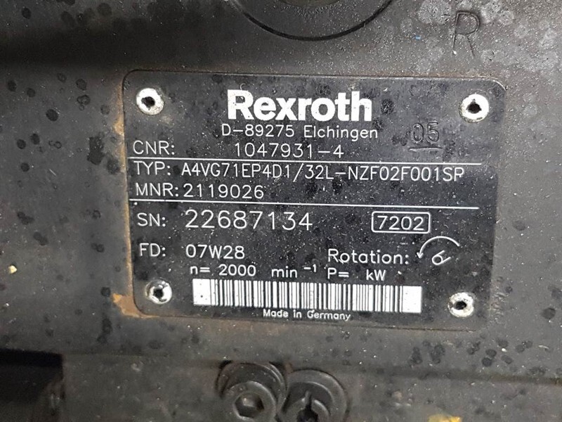 Rexroth A4VG71EP4D1/32L-R902119026-Drive pump/Fahrpumpe - Υδραυλικό για Κατασκευή μηχανήματα: φωτογραφία 5 Rexroth A4VG71EP4D1/32L-R902119026-Drive pump/Fahrpumpe - Υδραυλικό για Κατασκευή μηχανήματα: φωτογραφία 5