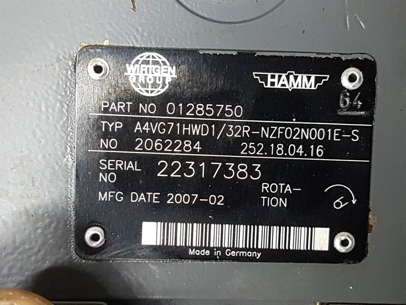 Wirtgen 01285750-Rexroth A4VG71HWD1/32R-Drive pump/Rijpomp - Υδραυλικό για Κατασκευή μηχανήματα: φωτογραφία 5 Wirtgen 01285750-Rexroth A4VG71HWD1/32R-Drive pump/Rijpomp - Υδραυλικό για Κατασκευή μηχανήματα: φωτογραφία 5