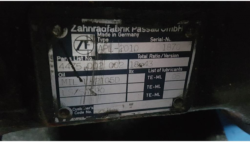 ZF APL-2010 - Axle/Achse/As - Αξονας και ανταλλακτικά για Κατασκευή μηχανήματα: φωτογραφία 3 ZF APL-2010 - Axle/Achse/As - Αξονας και ανταλλακτικά για Κατασκευή μηχανήματα: φωτογραφία 3