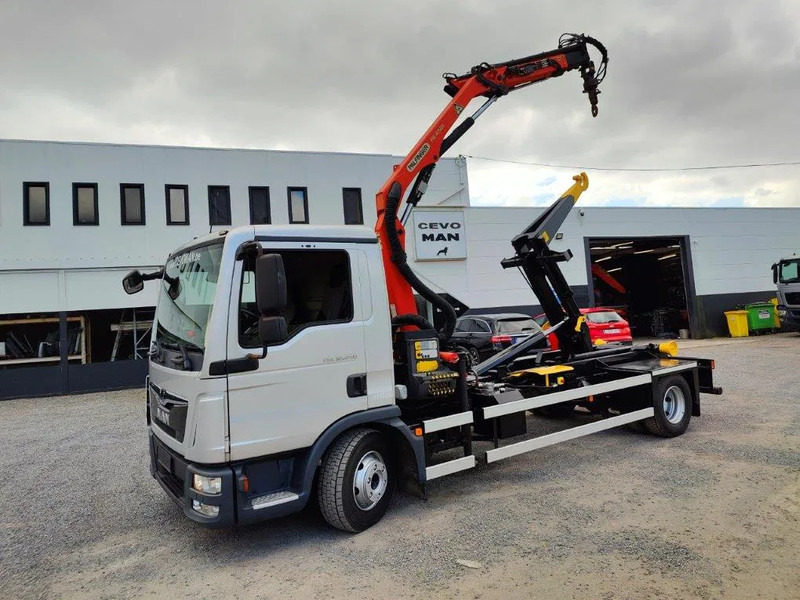 MAN TGL 12.250 Containersysteem Jimeca met kraan Palfinger PK4501 - Φορτηγό φόρτωσης γάντζου, Φορτηγό με γερανό: φωτογραφία 1 MAN TGL 12.250 Containersysteem Jimeca met kraan Palfinger PK4501 - Φορτηγό φόρτωσης γάντζου, Φορτηγό με γερανό: φωτογραφία 1