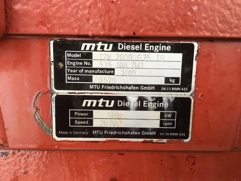 Βιομηχανική γεννήτρια MTU 12V2000G25TB GENERATOR 625KVA USED: φωτογραφία 7