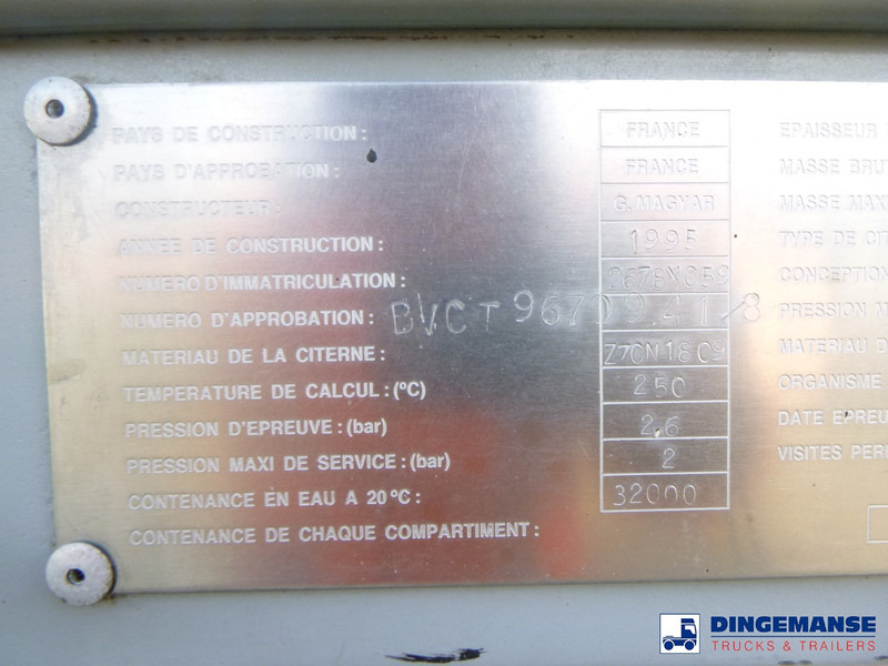 Επικαθήμενο βυτίο Magyar Bitumen tank inox 32 m3 / 1 comp: φωτογραφία 19