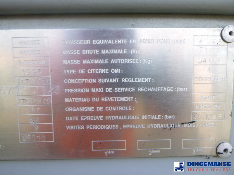 Επικαθήμενο βυτίο Magyar Bitumen tank inox 32 m3 / 1 comp: φωτογραφία 20