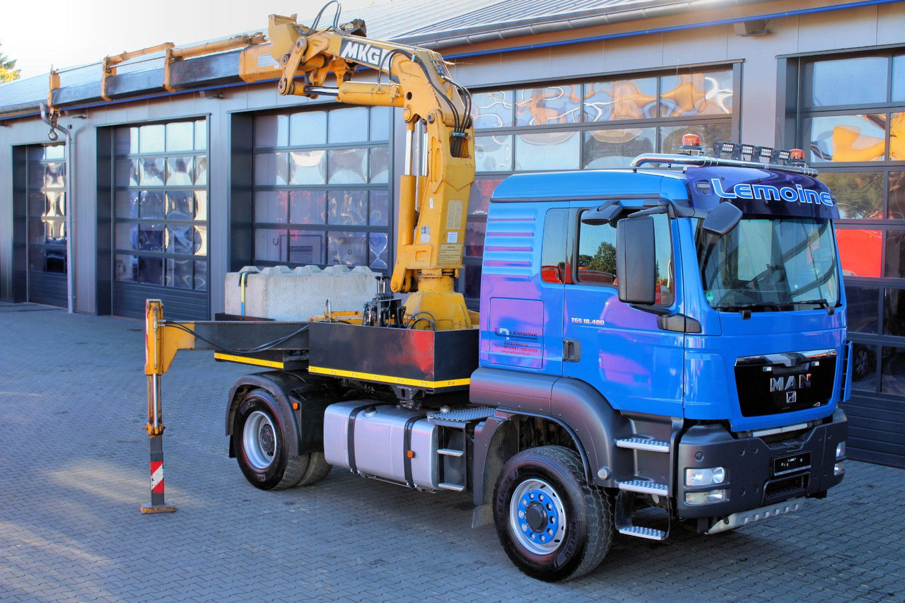 MAN TGS 18.480 4x4 BLS SZM+Pritsche MKG HLK 340 Kran - Φορτηγό με ανοιχτή καρότσα, Φορτηγό με γερανό: φωτογραφία 1 MAN TGS 18.480 4x4 BLS SZM+Pritsche MKG HLK 340 Kran - Φορτηγό με ανοιχτή καρότσα, Φορτηγό με γερανό: φωτογραφία 1