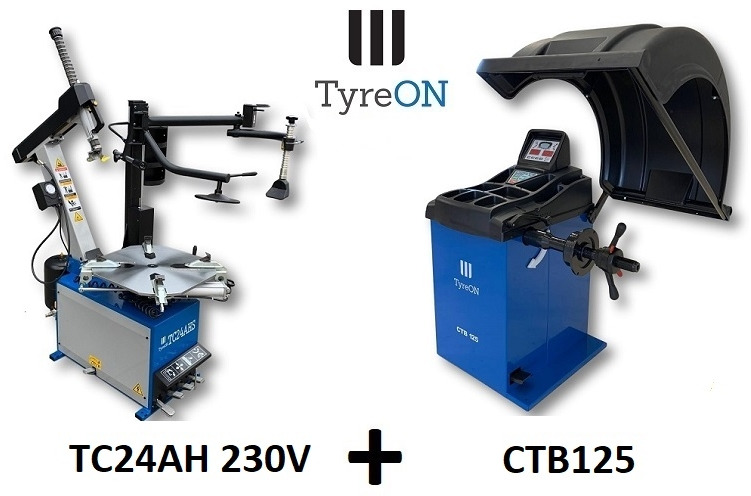 24 Inch car tyre changer with airbooster 230V + car wheel balancer - Εξοπλισμός γκαράζ: φωτογραφία 1 24 Inch car tyre changer with airbooster 230V + car wheel balancer - Εξοπλισμός γκαράζ: φωτογραφία 1