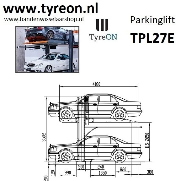 TPL27E-4 car parking lift - electric release of safety locks - no air pressure required - 5 columns - 8 cars - Εξοπλισμός γκαράζ: φωτογραφία 2 TPL27E-4 car parking lift - electric release of safety locks - no air pressure required - 5 columns - 8 cars - Εξοπλισμός γκαράζ: φωτογραφία 2