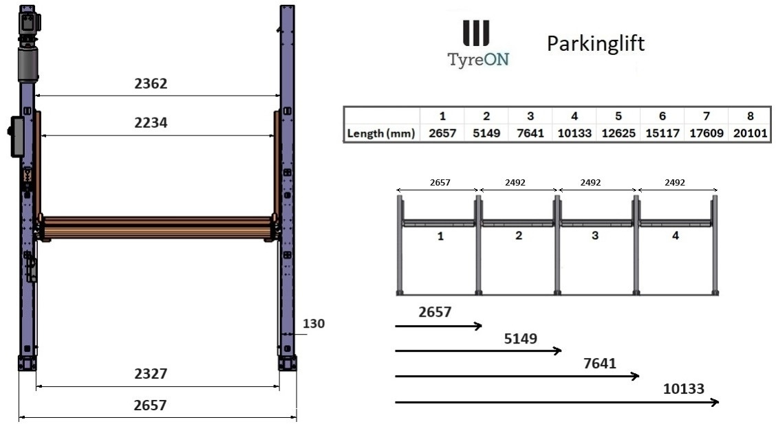 TPL27E-4 car parking lift - electric release of safety locks - no air pressure required - 5 columns - 8 cars - Εξοπλισμός γκαράζ: φωτογραφία 4 TPL27E-4 car parking lift - electric release of safety locks - no air pressure required - 5 columns - 8 cars - Εξοπλισμός γκαράζ: φωτογραφία 4