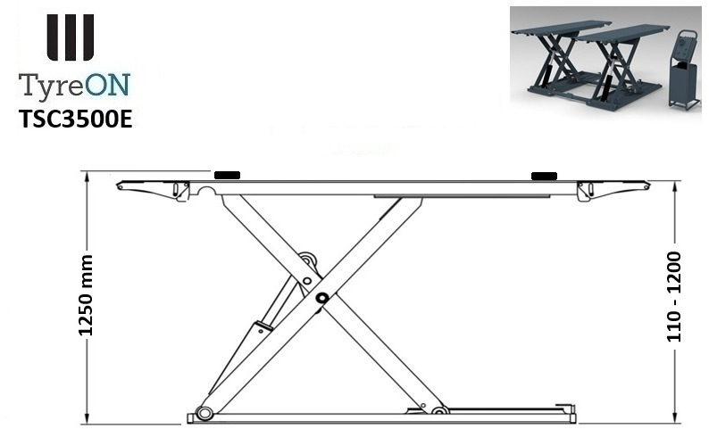 TSC3500E mobile midrise car scissor lift with electrical release - Capacity 3,5T - Lifting height 125 cm - 230V - Graphite gray - Εξοπλισμός γκαράζ: φωτογραφία 5 TSC3500E mobile midrise car scissor lift with electrical release - Capacity 3,5T - Lifting height 125 cm - 230V - Graphite gray - Εξοπλισμός γκαράζ: φωτογραφία 5